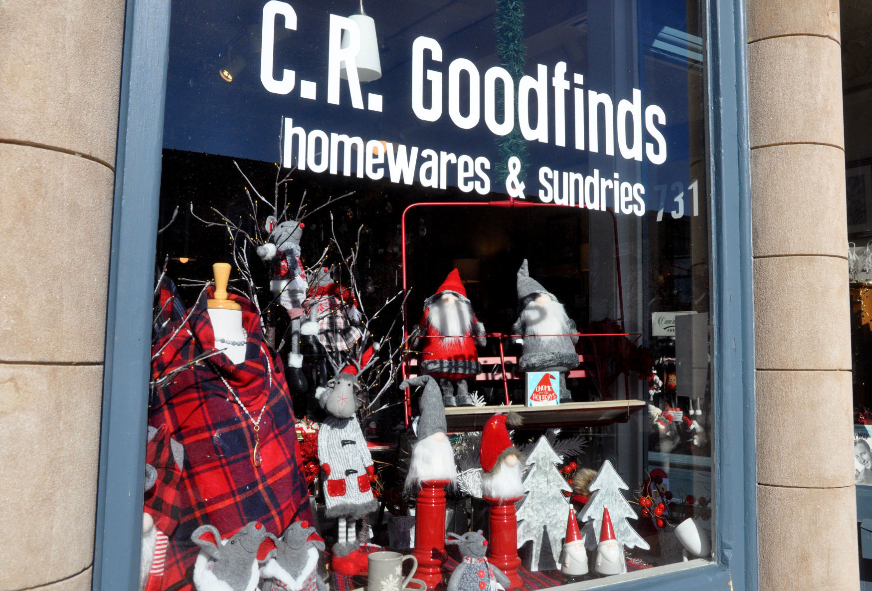 C.R. Goodfinds, 731 W. Main St., has flannel shirts and Christmas figurines dresses in other clothing items